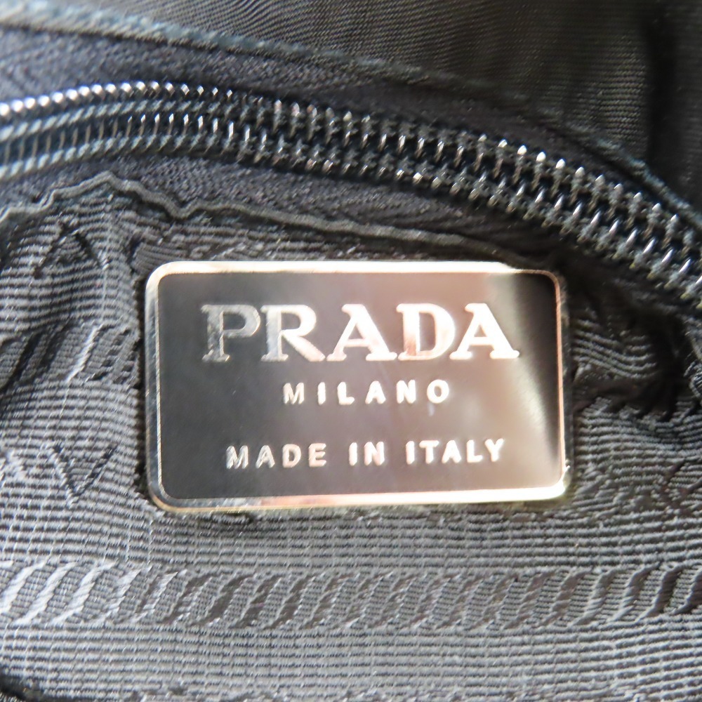 Prada Chain Shoulder Bag Triangle Logo Nylon Leather Black - Picture 14 of 15